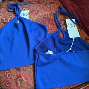NWT Zara Blue Halter Crop Tops